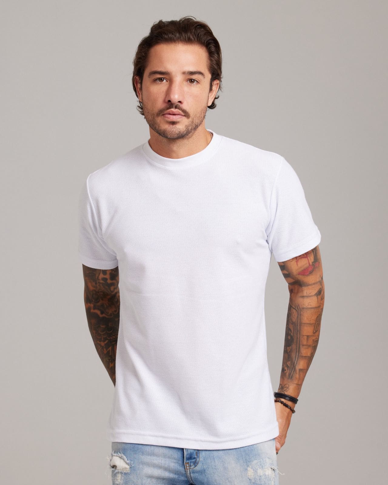 Camiseta Piquê Texture Branco — Lunfe Studio — foto 4