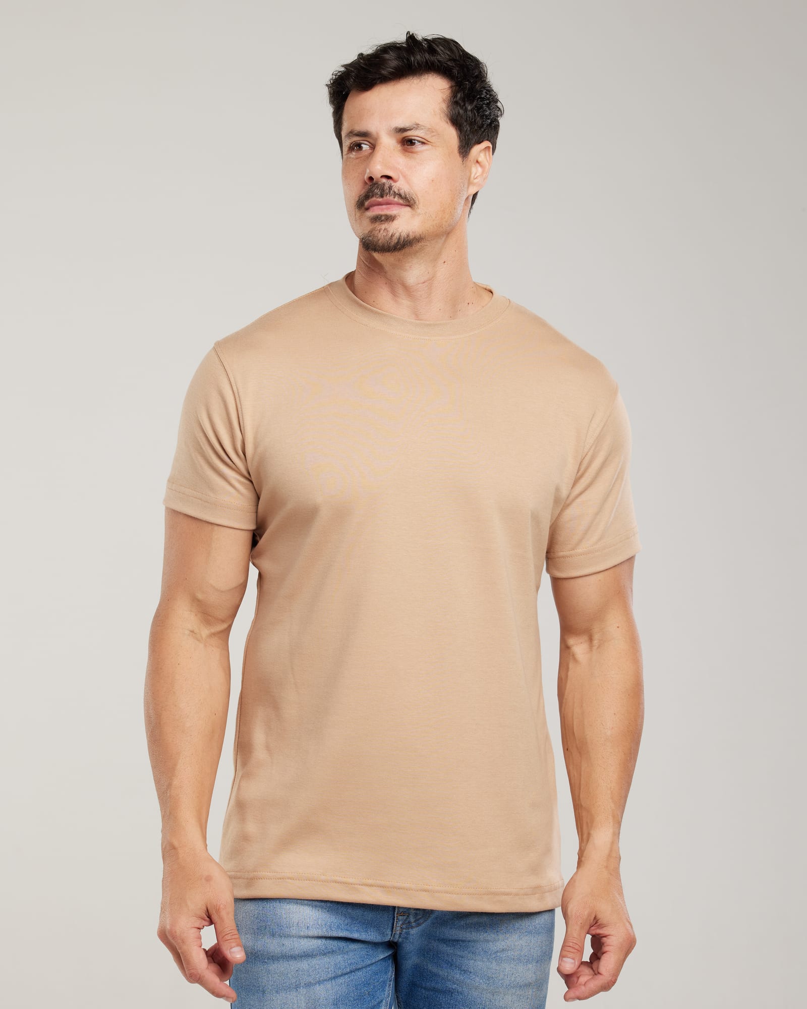 Camiseta Algodão Egípcio Regular Fit Areia — Lunfe Studio — foto 7