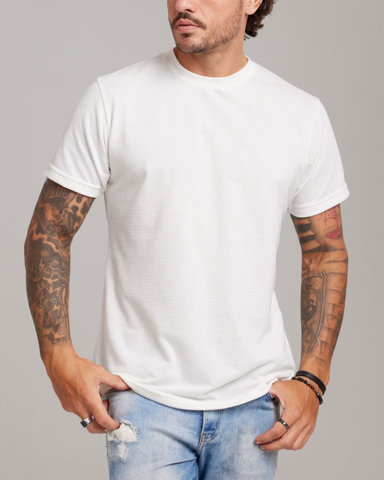 Camiseta Ripple Texture Off White — Lunfe Studio — foto 8