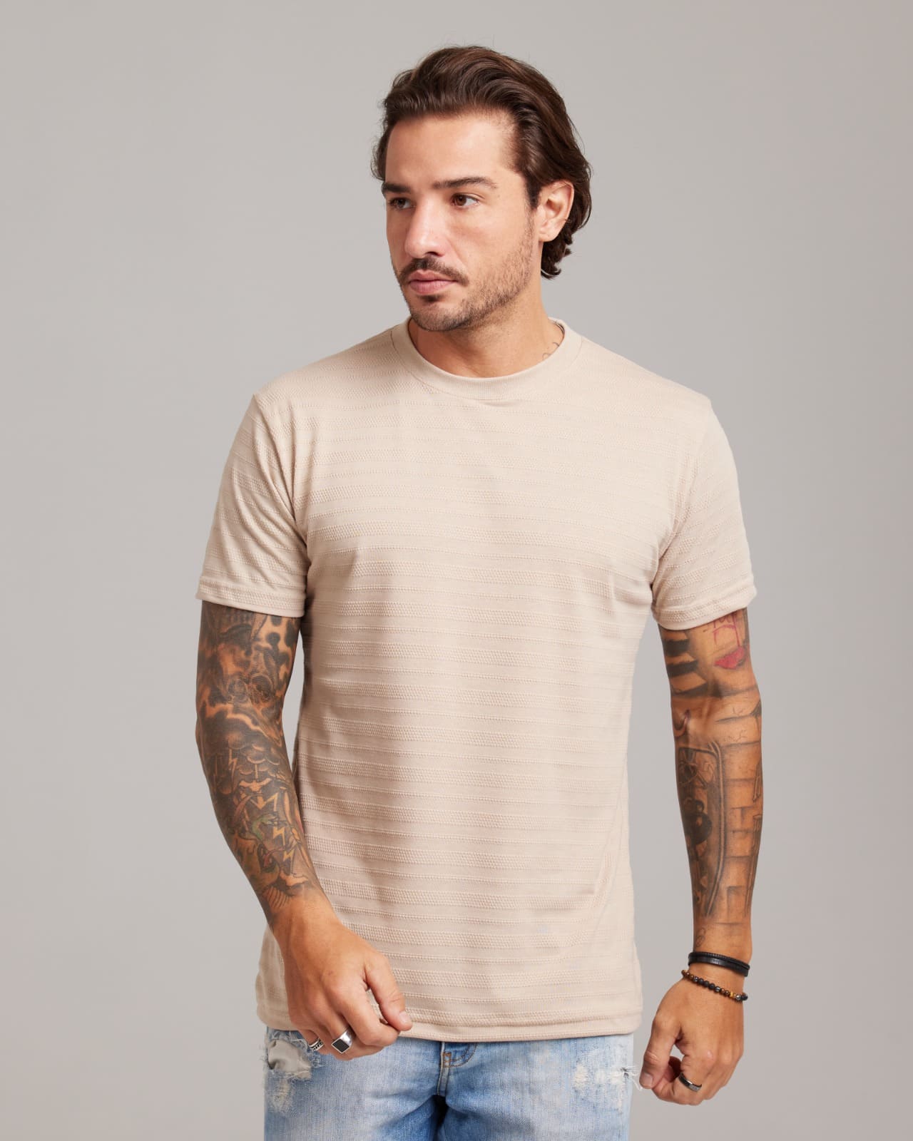 Camiseta Waffle Knit Texture Personalizada com a sua Marca