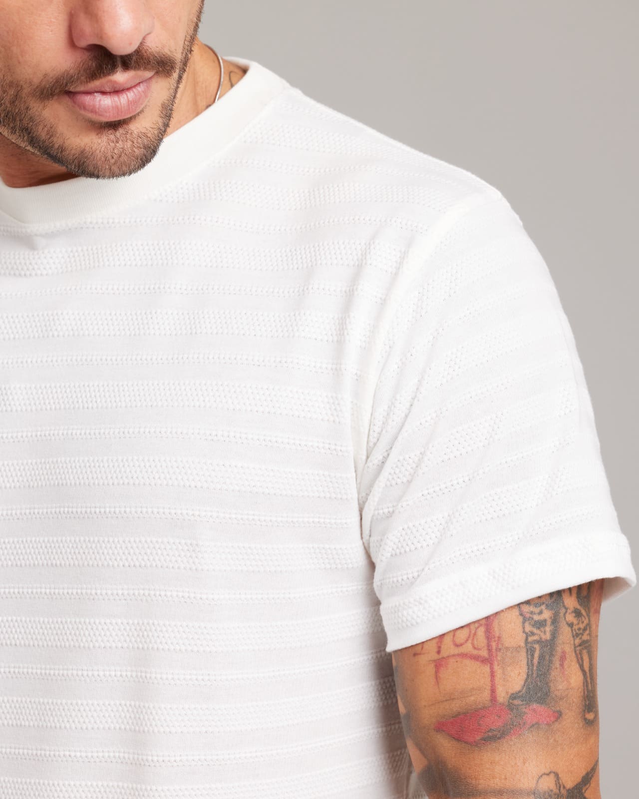 Camiseta Waffle Knit Texture Off White — Lunfe Studio — foto 7