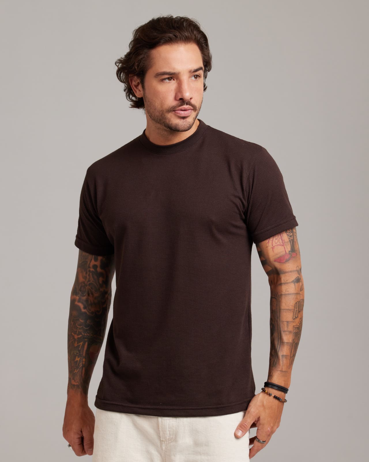 Camiseta Ripple Texture Marrom — Lunfe Studio — foto 4