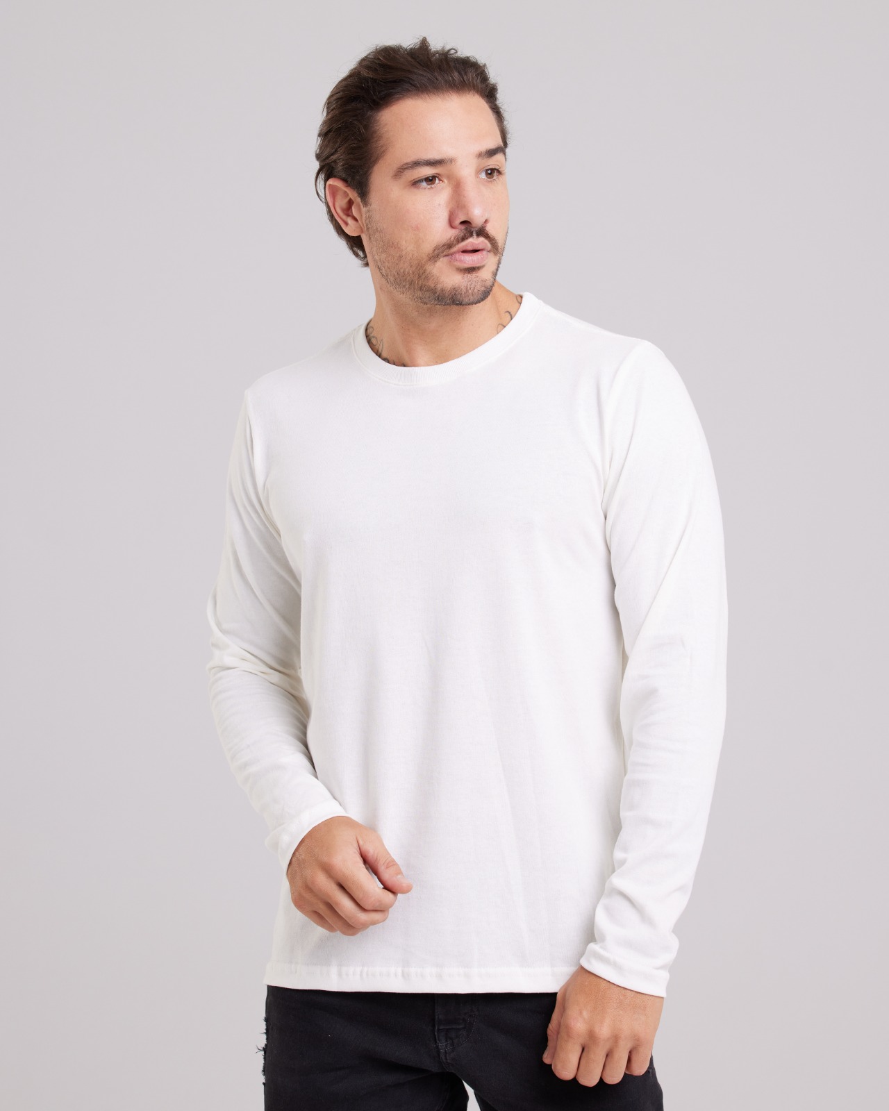 Blusa Manga Longa Básica Branco — Lunfe Studio — foto 4