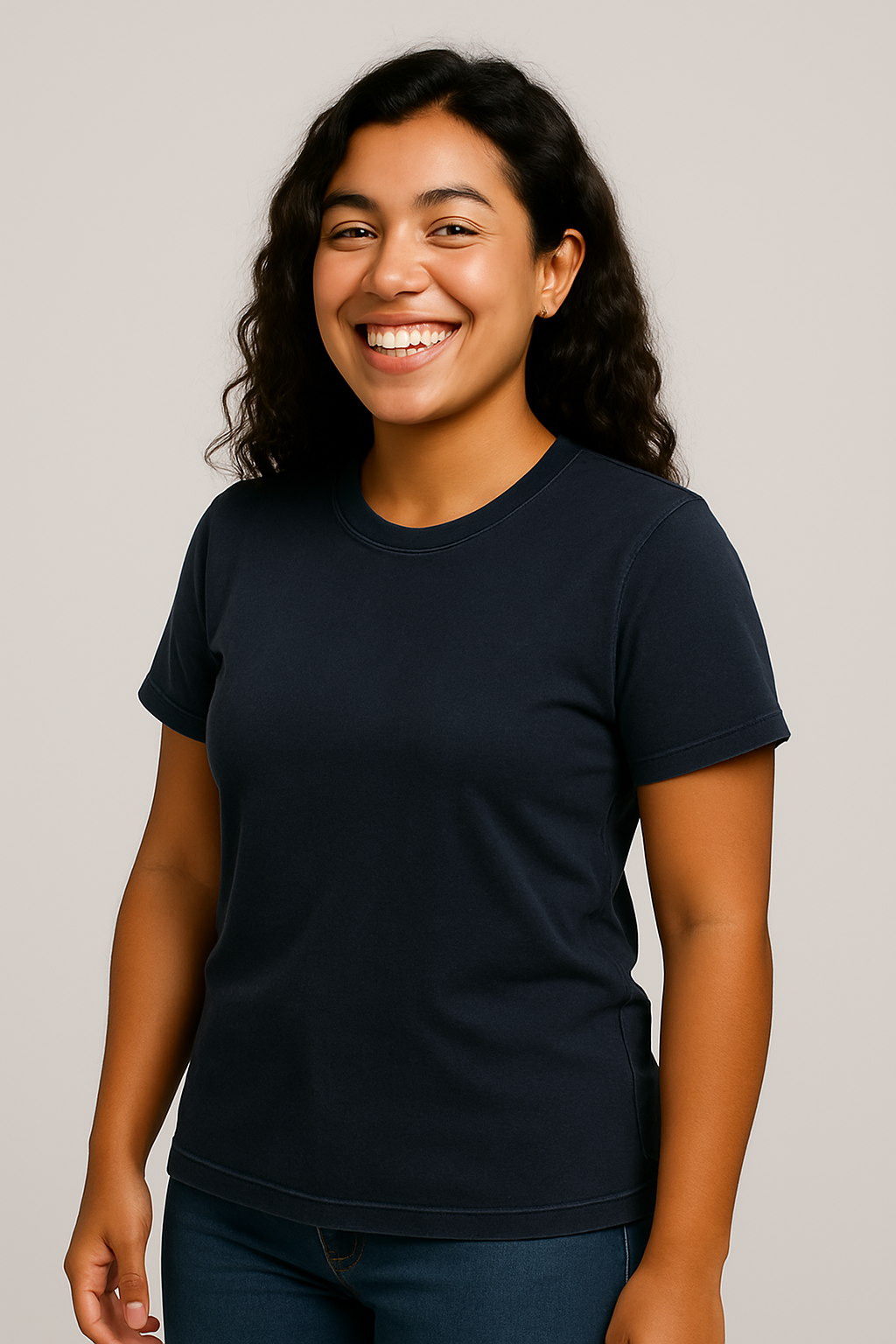 Camiseta Estonada Feminina Azul Jeans — Lunfe Studio — foto 7